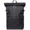 Sandqvist Icon Rolltop Backpack L black-black with black leather