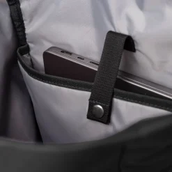 Sandqvist Icon Rolltop Backpack L black-black with black leather