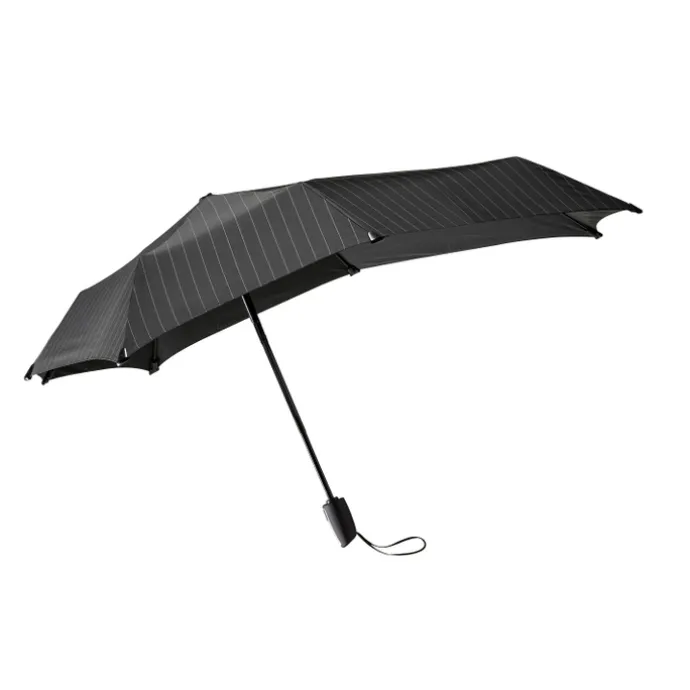 Senz Automatic Opvouwbare Stormparaplu pin stripes black