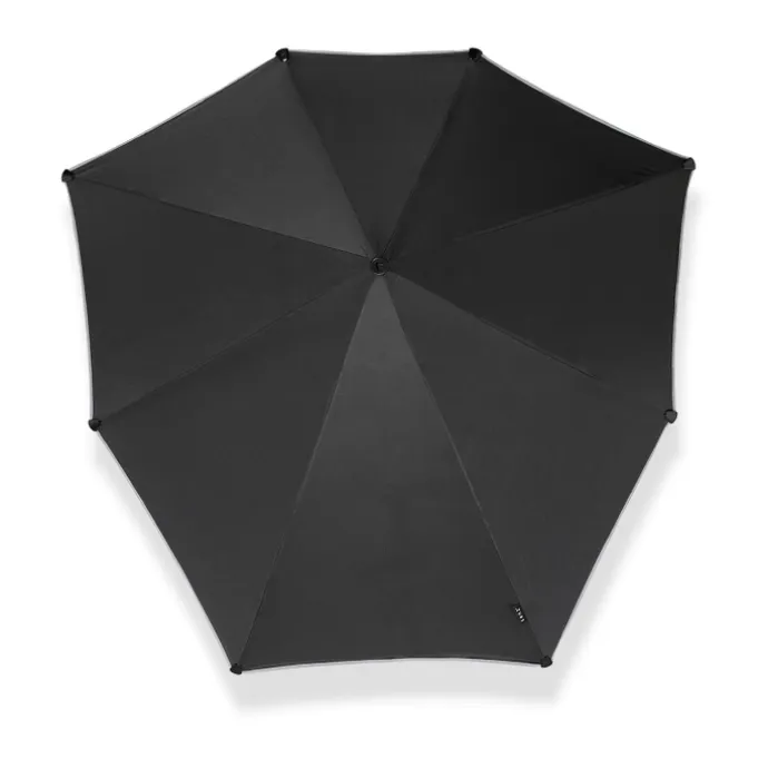 Senz Large Stick Stormparaplu black reflective