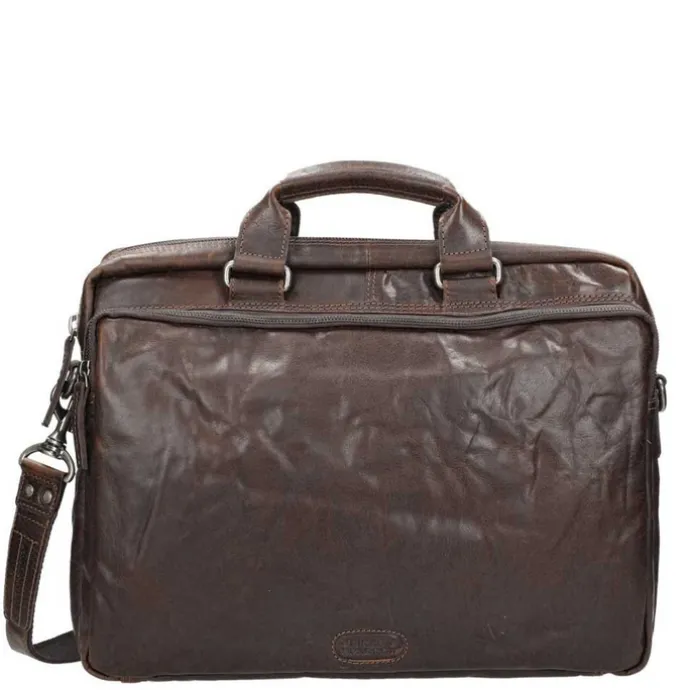 Spikes & Sparrow Bronco 3 Zipper Businesstas dark brown