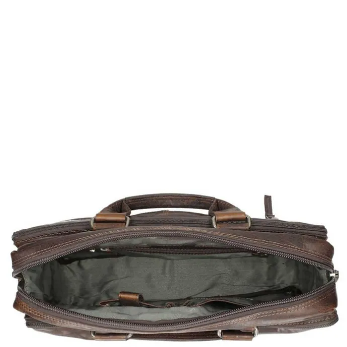 Spikes & Sparrow Bronco 3 Zipper Businesstas dark brown