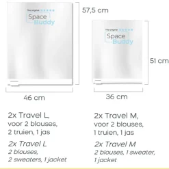 Travelbags Space Buddy Vacuümzakken Travelset 4-pcs transparant