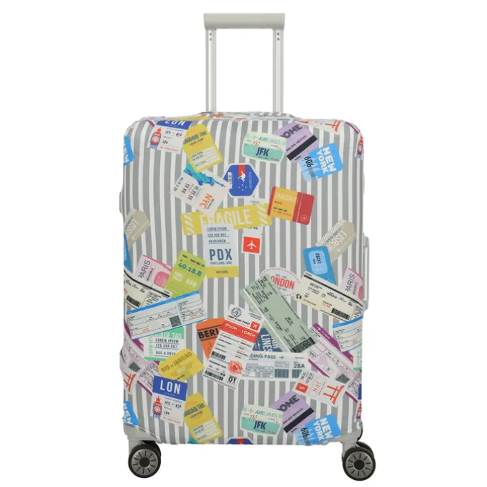 Travelite Accessoires Kofferhoes M tickets on blue/white