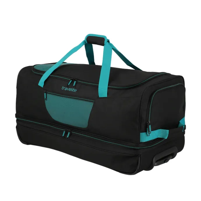 Travelite Basics Wheeled Duffle 70cm Expandable black/petrol