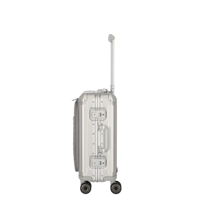 Travelite Next 2.0 Aluminium 4 Wiel Trolley S with Frontpocket silver