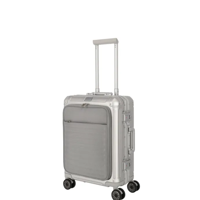 Travelite Next 2.0 Aluminium 4 Wiel Trolley S with Frontpocket silver
