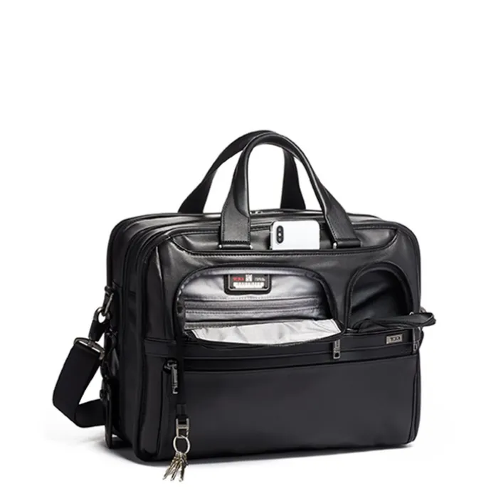 TUMI Alpha Expandable Organizer Laptop Brief Leather black
