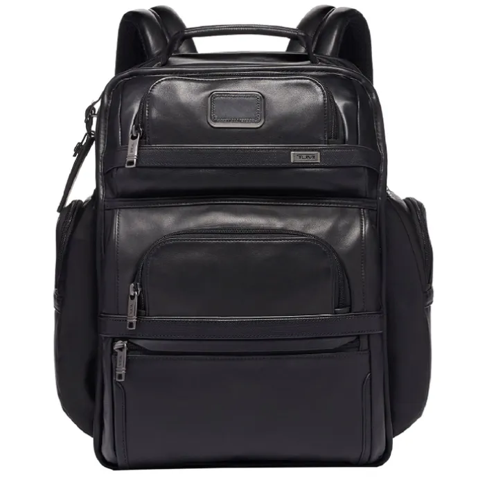 TUMI Alpha Leather Brief Pack Backpack black