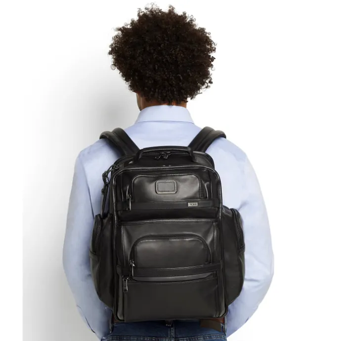 TUMI Alpha Leather Brief Pack Backpack black