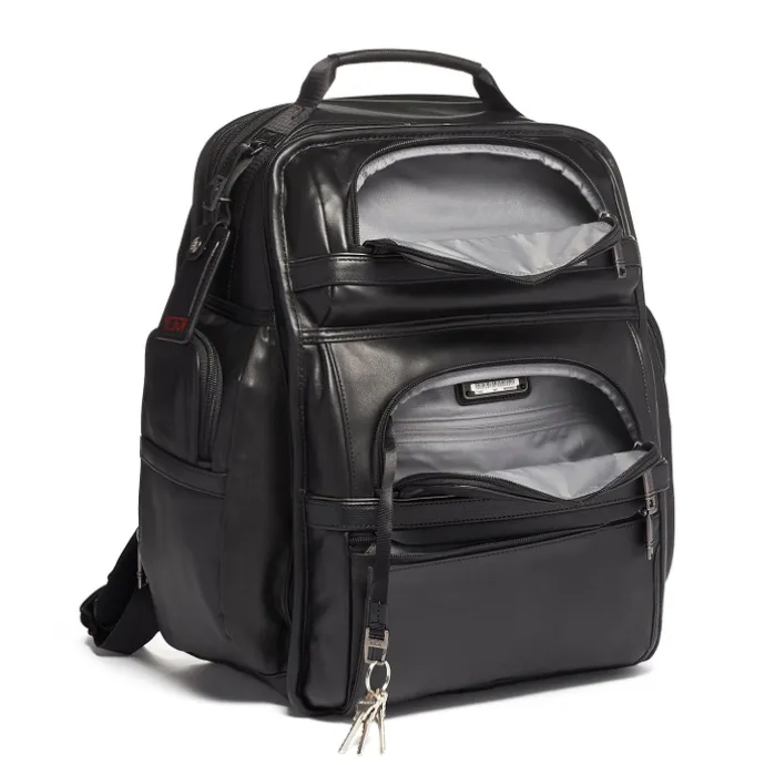 TUMI Alpha Leather Brief Pack Backpack black