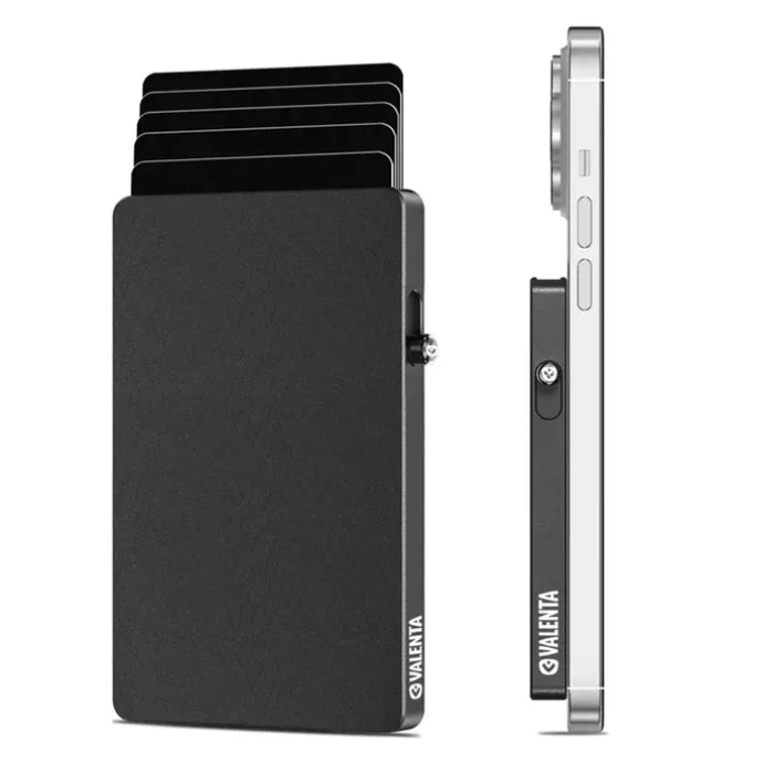 Valenta Card Wallet Leather MagSafe Luxe graphite grey