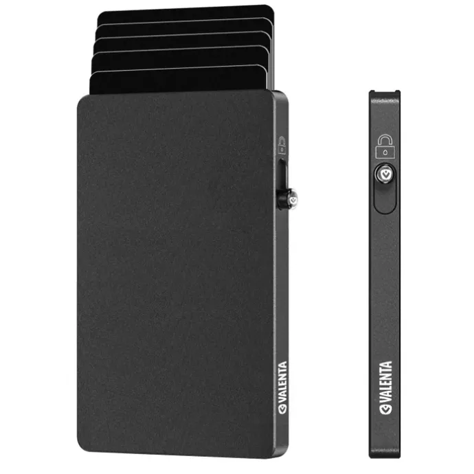 Valenta Card Wallet Leather MagSafe Luxe graphite grey